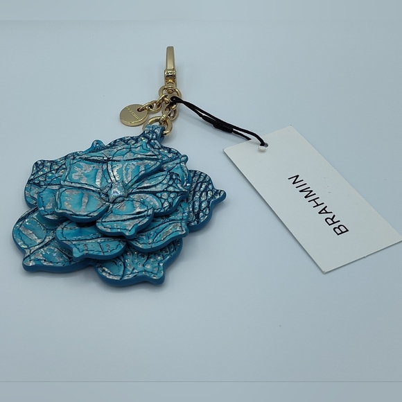 Brahmin Accessories - BRAHMIN 3D Magnolia Leather Keychain Charm Arctic Blue Melbourne New With Tags